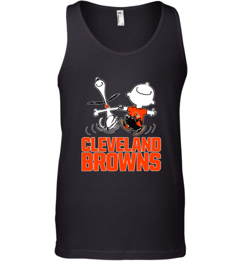 Snoopy And Charlie Brown Happy Cleveland Browns Fans Tank Top