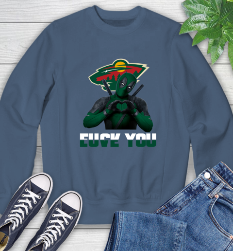 NHL Minnesota Wild Deadpool Love You Fuck You Hockey Sports Sweatshirt 8