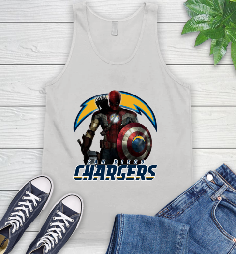 NFL Captain America Thor Spider Man Hawkeye Avengers Endgame Football San Diego Chargers Tank Top