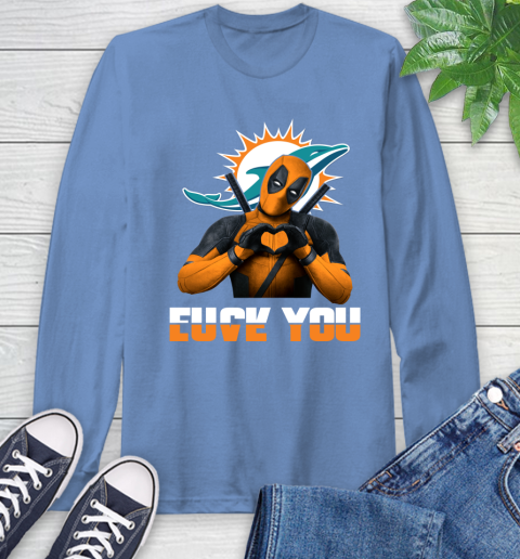 NHL Miami Dolphins Deadpool Love You Fuck You Football Sports Long Sleeve T-Shirt 12