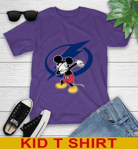 Tampa Bay Lightning NHL Hockey Dabbing Mickey Disney Sports Youth T-Shirt 4