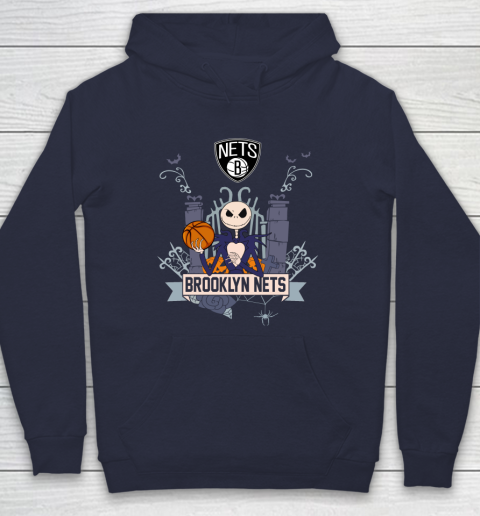 NBA Brooklyn Nets Basketball Jack Skellington Halloween Hoodie 2