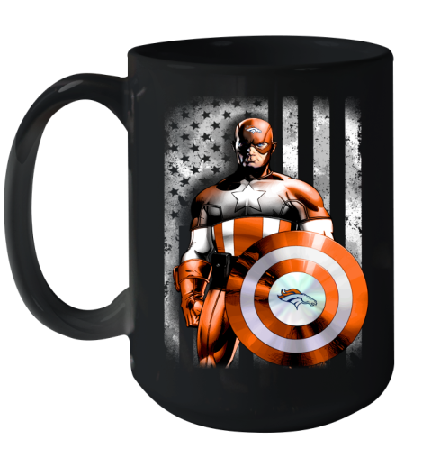 Denver Broncos NFL Football Captain America Marvel Avengers American Flag Shirt Ceramic Mug 15oz