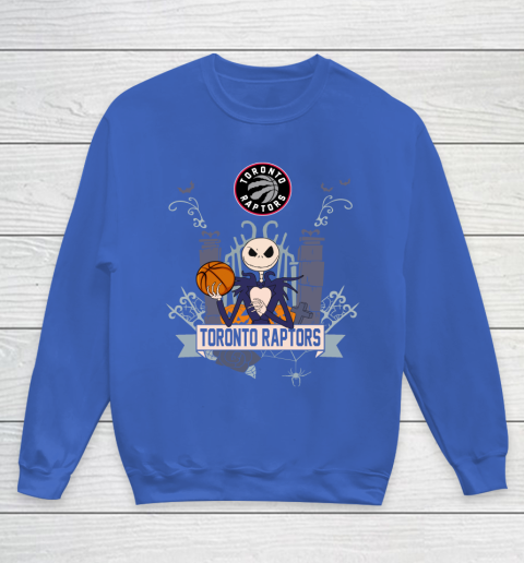 NBA Toronto Raptors Basketball Jack Skellington Halloween Youth Sweatshirt 6