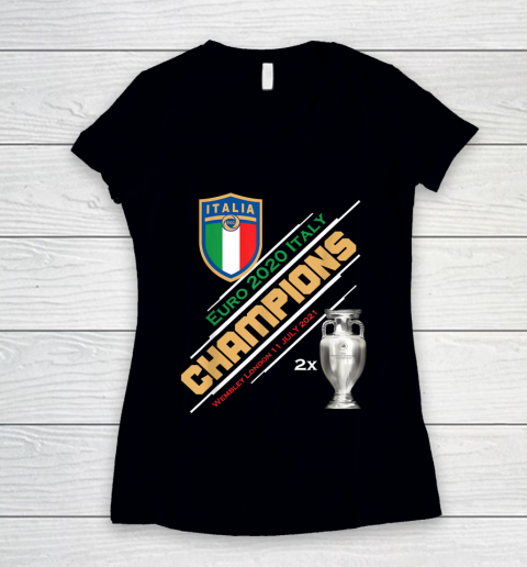 Italy Champions 2020 Euro Forza Azzurri Italia Football Women's V-Neck T-Shirt