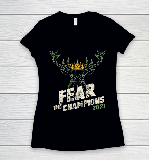 Fear Deer Buck The Champions 2021 Women's V-Neck T-Shirt