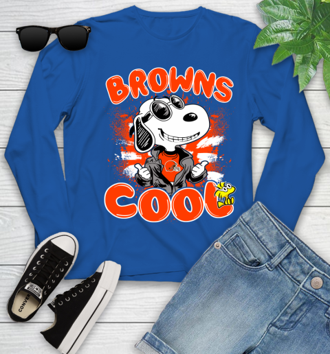 NFL Football Cleveland Browns Cool Snoopy Shirt Youth Long Sleeve 9