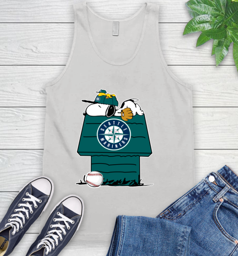 MLB Seattle Mariners Snoopy Woodstock The Peanuts Movie Baseball T Shirt Tank Top