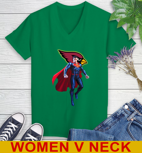 NFL Superman DC Sports Football Arizona Cardinals Women's V-Neck T-Shirt 6