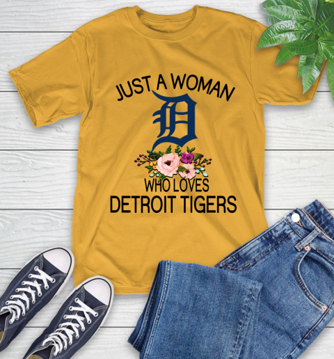 MLB Just A Woman Who Loves Detroit Tigers Baseball Sports T-Shirt 2
