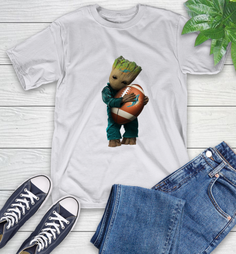 NFL Groot Guardians Of The Galaxy Football Sports Miami Dolphins T-Shirt 12
