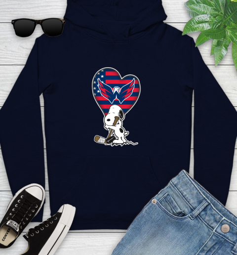 Washington Capitals NHL Hockey The Peanuts Movie Adorable Snoopy Youth Hoodie 4