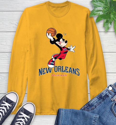 NBA Basketball New Orleans Pelicans Cheerful Mickey Mouse Shirt Long Sleeve T-Shirt 3