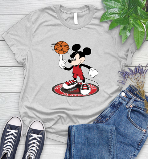 NBA Basketball Portland Trail Blazers Cheerful Mickey Disney Shirt Women's T-Shirt 2