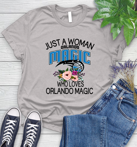 NBA Just A Woman Who Loves Orlando Magic Basketball Sports Women's T-Shirt 10