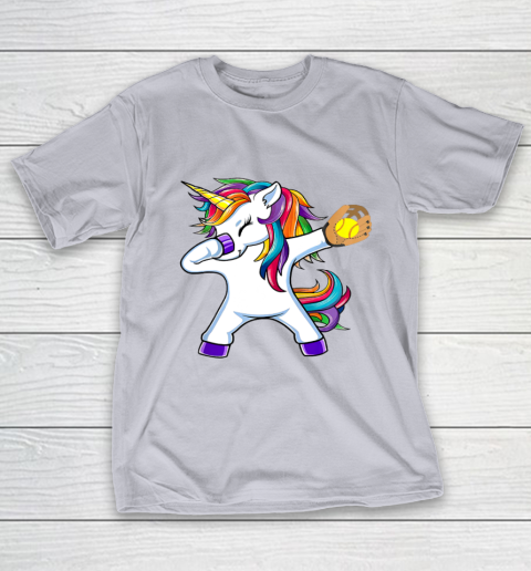 Dabbing Unicorn Softball T Shirt Funny Dab Gift T-Shirt 18
