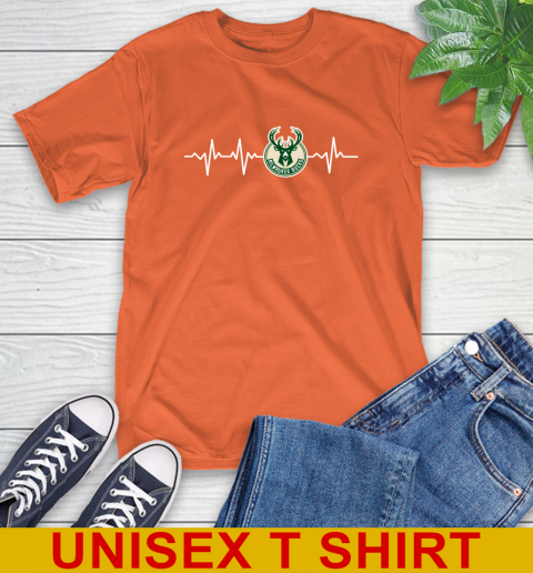 Milwaukee Bucks NBA Basketball Heart Beat Shirt T-Shirt - Image 5