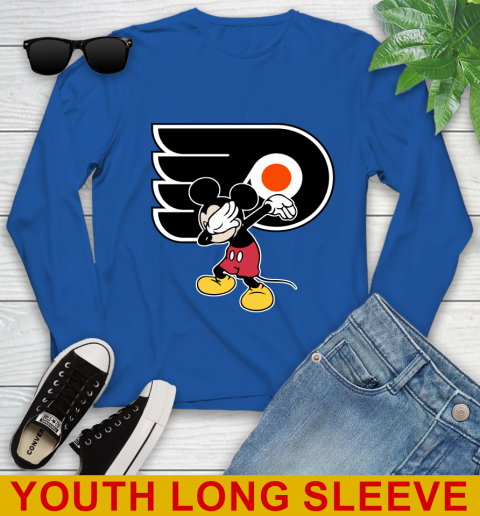 Philadelphia Flyers NHL Hockey Dabbing Mickey Disney Sports Youth Long Sleeve 10