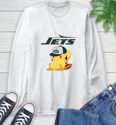 NFL Pikachu Football Sports New York Jets Long Sleeve T-Shirt