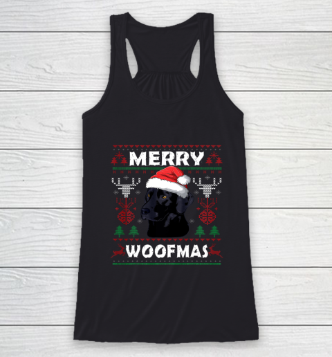 Merry Woofmas Black Lab Christmas Dog Lover Xmas Gift Racerback Tank