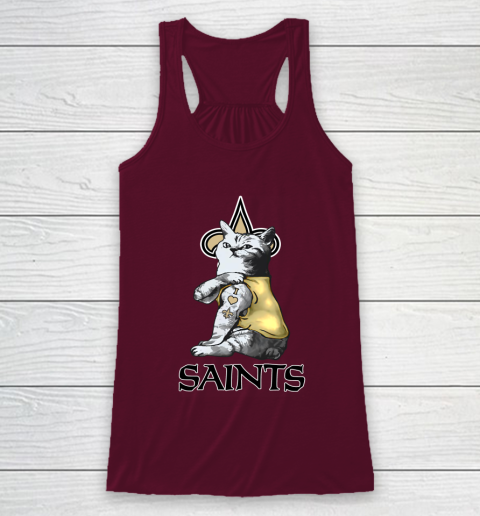NFL Football My Cat Loves New Orleans Saints Racerback Tank 2