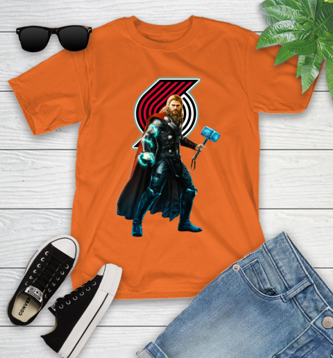 NBA Thor Avengers Endgame Basketball Portland Trail Blazers Youth T-Shirt 7