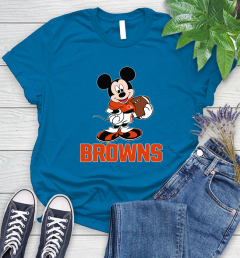 NFL Football Cleveland Browns Cheerful Mickey Mouse Shirt Women's T-Shirt 8