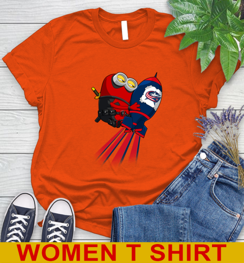NHL Hockey Columbus Blue Jackets Deadpool Minion Marvel Shirt Women's T-Shirt 3