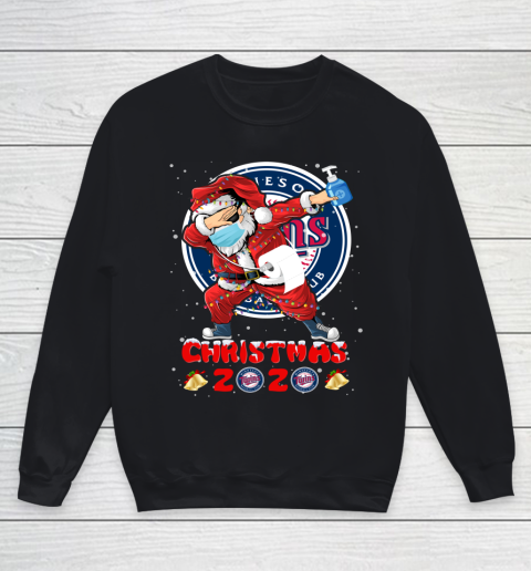 Minnesota Twins Funny Santa Claus Dabbing Christmas 2020 MLB Youth Sweatshirt