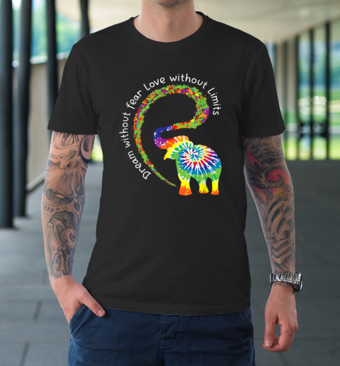 Dream Without Fear Love Elephant LGBT Pride Tie Dye T-Shirt