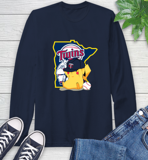 MLB Pikachu Baseball Sports Minnesota Twins Long Sleeve T-Shirt 4