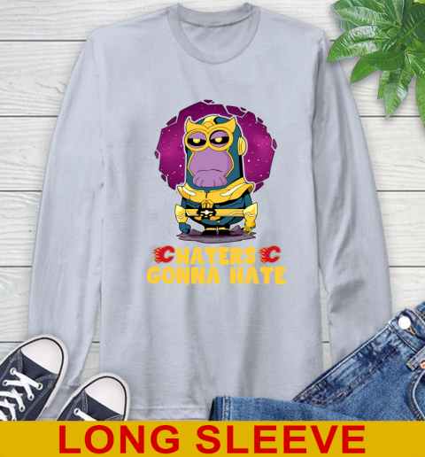 NHL Hockey Calgary Flames Haters Gonna Hate Thanos Minion Marvel Shirt Long Sleeve T-Shirt 7 NHL Hockey Calgary Flames Haters Gonna Hate Thanos Minion Marvel Shirt Long Sleeve T-Shirt - Image 7