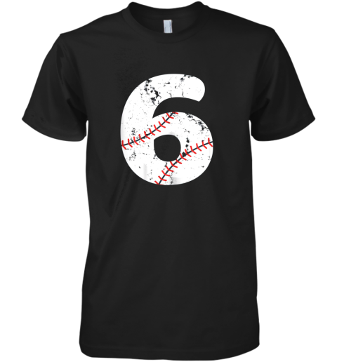 Number #6 BASEBALL Vintage Distressed Team Premium Men's T-Shirt