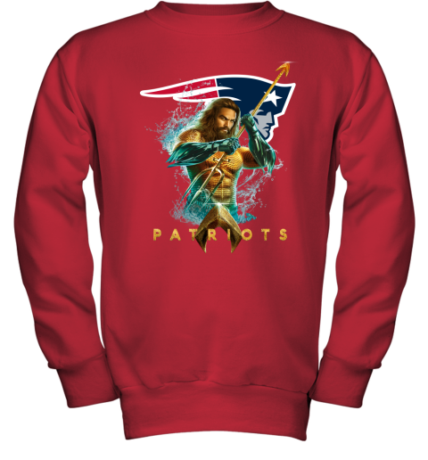 NFL New England Patriots Aquaman DC Football Sports GYm1FxHknYn youth sweatshirt 47 95 151514 front red