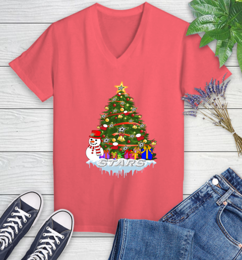 Dallas Stars Merry Christmas NHL Hockey Sports Women's V-Neck T-Shirt 6