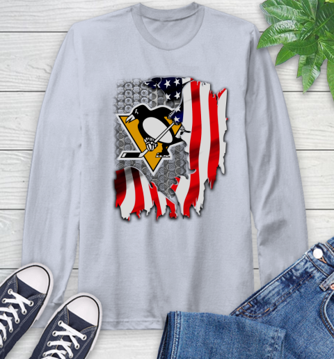 Pittsburgh Penguins NHL Hockey American Flag Long Sleeve T-Shirt 6