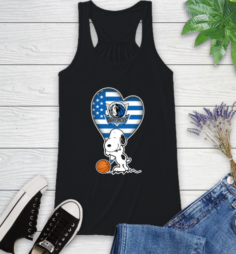 Dallas Mavericks NBA Basketball The Peanuts Movie Adorable Snoopy Racerback Tank 2