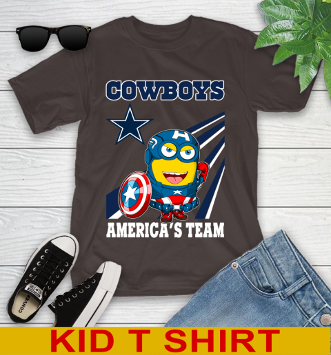 NFL Football Dallas Cowboys Captain America Marvel Avengers Minion Shirt Youth T-Shirt 6