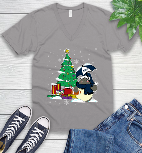 Seattle Seahawks NFL Football Cute Tonari No Totoro Christmas Sports V-Neck T-Shirt 3