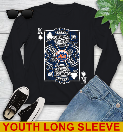 New York Mets MLB Baseball The King Of Spades Death Cards Shirt Youth Long Sleeve