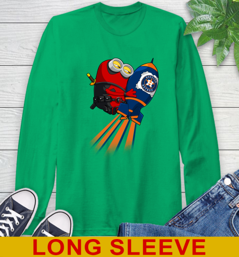 MLB Baseball Houston Astros Deadpool Minion Marvel Shirt Long Sleeve T-Shirt 8