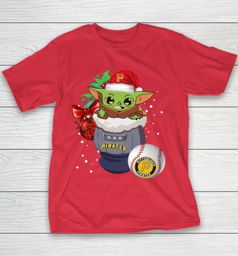 Pittsburgh Pirates Christmas Baby Yoda Star Wars Funny Happy MLB Youth T-Shirt 9