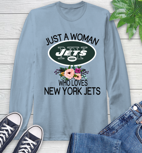 NFL Just A Woman Who Loves New York Jets Football Sports Long Sleeve T-Shirt 6