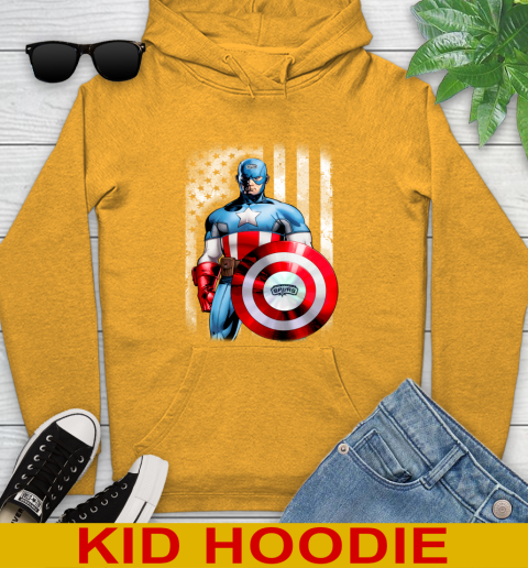 San Antonio Spurs NBA Basketball Captain America Marvel Avengers American Flag Shirt Youth Hoodie - Image 3