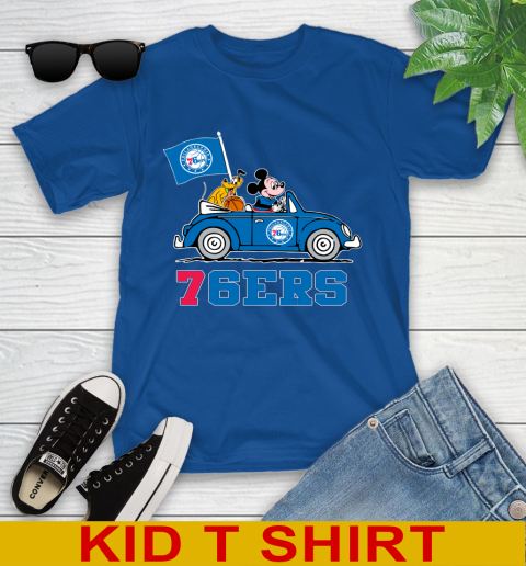 NBA Basketball Philadelphia 76ers Pluto Mickey Driving Disney Shirt Youth T-Shirt 9