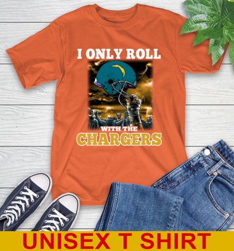 Los Angeles Chargers NFL Football I Only Roll With My Team Sports T-Shirt - Image 5