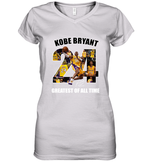 Kobe Bryant Greatest Of All Time Number 24 Signature Women's V-Neck T-Shirt