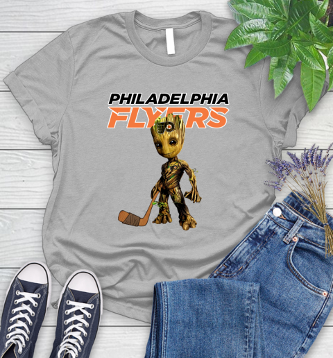 Philadelphia Flyers NHL Hockey Groot Marvel Guardians Of The Galaxy Women's T-Shirt 5
