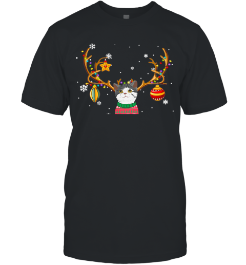 Cat Reindeer Christmas Holiday Funny T-Shirt