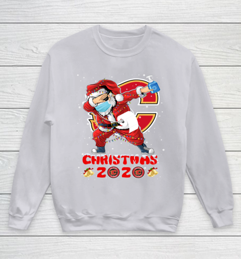 Calgary Flames Funny Santa Claus Dabbing Christmas 2020 NHL Youth Sweatshirt 3